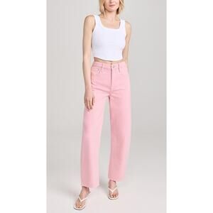 Frame Pink Long Barrel Jeans New Size 30 Pants Womens $268 LBL728 High Rise